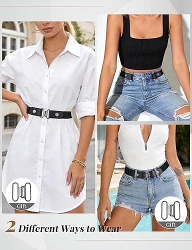 XZQTIVE Women/Men Buckle-Free Elastic Belt for Jeans, Ladies Invisible Belt Fits Waist 24-48 inches thumbnail 2