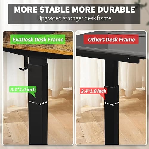 ExaDesk 48 * 30 Inches Electric Standing Widened Desk Adjustable Height with 4 Drawers, Double Storage Shelves Stand Up Desk, Home Office Workstation Sit Stand up Desk (Rustic Brown) - Rustic Brown - 48*30 inch thumbnail 5