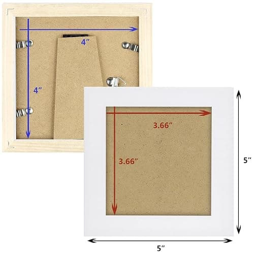 4x4 White Picture Frames Square Classic Natural Wood 6 Pack for Wall Mounting and Tabletop Display thumbnail 3