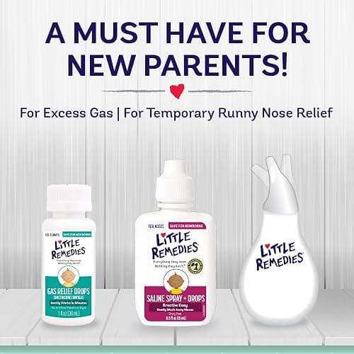 Little Remedies New Baby Essentials Kit with Saline Nasal Spray, Diaper Rash Cream, Gas Relief Drops, Gripe Water & More, Safe for Newborns thumbnail 3