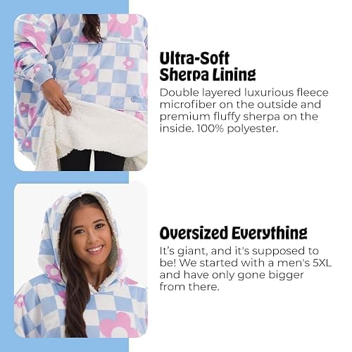 THE COMFY Original | Sherpa Lined Microfiber Fleece Wearable Blanket, Oversized Design with Hood and Pocket from Shark Tank thumbnail 4