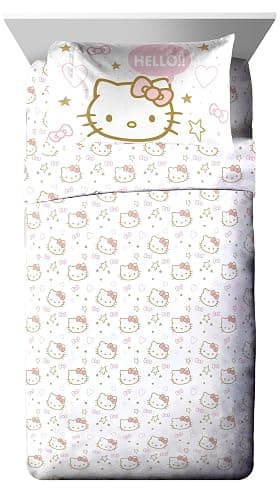 Jay Franco Hello Kitty Twin Comforter Set - 5 Piece Bedding Includes Sheet Set & Pillow Covers - Super Soft Pink Bedding - Twin - Pink - Hello Kitty thumbnail 6