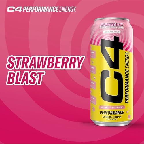Cellucor C4 Performance Energy Drink | Strawberry Blast | Zero Sugar Carbonated Preworkout Energy | 200mg Caffeine with Beta Alanine | 16 Fl Oz (24 Pack) thumbnail 6