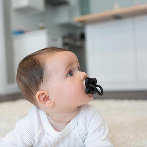 Dr. Brown's HappyPaci 100% Silicone Baby Pacifier, Contoured One-Piece Design, Black/Gray/White, 0-6m, BPA-Free, 3-Pack thumbnail 2