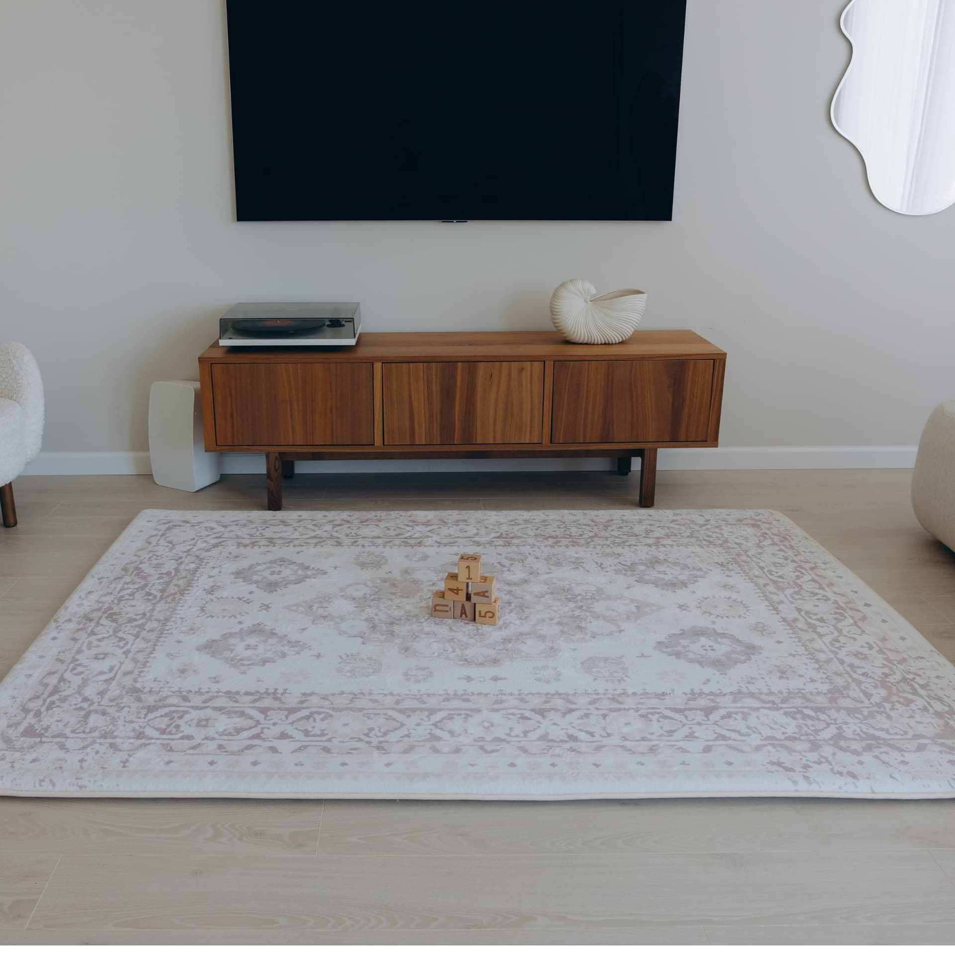 Luxurious Large Soft Baby Play Mat - Soft Padded Play Mat for Babies - Rebound Memory Foam Mat - Non Toxic Baby Play Rug - Large Baby Floor Mat for Tummy Time (Beige Distressed 140x200cm) thumbnail 2