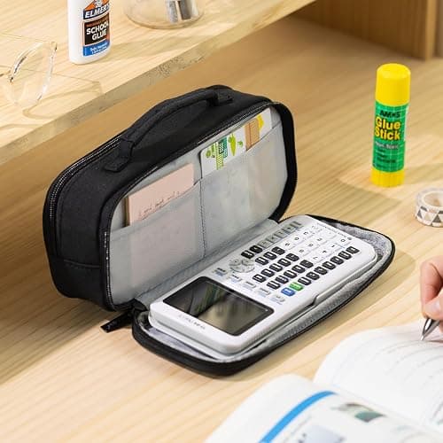 EASTHILL Large Capacity Pencil Case Pen Pouch Organizer Canvas Pencil Bag with Handle School Supplies for Teen Girls-Black thumbnail 2