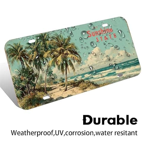 Vintage Florida Metal Tin Sign The Sunshine State Palm Trees Ocean Waves Wall Decor for Home Bar, License Plate, Garage, Man Cave, Farmhouse thumbnail 3