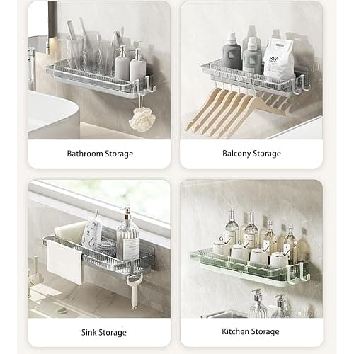 Kitchen Organizer Rack, Partitioned Storage with Hooks, Large - Capacity & Multi - Functional for Space - Saving Kitchen Solution(Grey) thumbnail 6