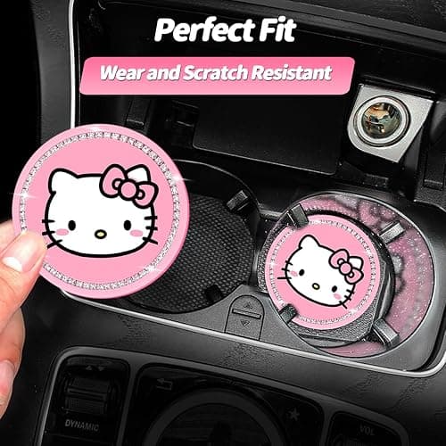 2PCS Cute Kitty Cup Holder Coasters, Black Silicone Anti-Slip Car Coasters,Car Cup Pads,Universal 2.75 Inch thumbnail 3