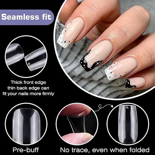 Lifextol 600pc Medium Square Nail Tips Fake Nails Press on Nails Clear Nail Tip Full Cover False Nails Artificial Fingernail, 12 Size Soft Gel Nail Tips Square for Acrylic Nail Gel Nail Extensions thumbnail 4