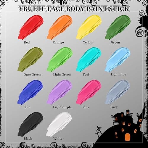 YBUETE White Face Body Painting Stick, Professional Full-coverage Cream White Face Paint for Halloween SFX Skeleton Ghost Zombie Clown Goth Cosplay Makeup, Washable Body Stick for Adult Costume Party thumbnail 5
