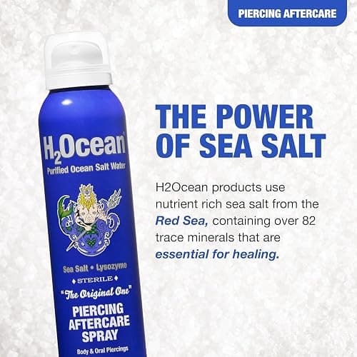 H2Ocean Piercing Aftercare Spray, 4oz Saline Cleaning Solution with Sea Salt for Nipple, Ear, Nose, Lip & Belly Piercings, Set of 2 thumbnail 5