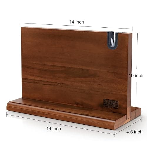 HOSHANHO Bloc à Couteaux Magnétique 35,5 x 25,4 cm - Porte Couteaux Aimanté Double Face Porte-couteaux Magnétique en Acacia Bloc Couteau de Cuisine thumbnail 3