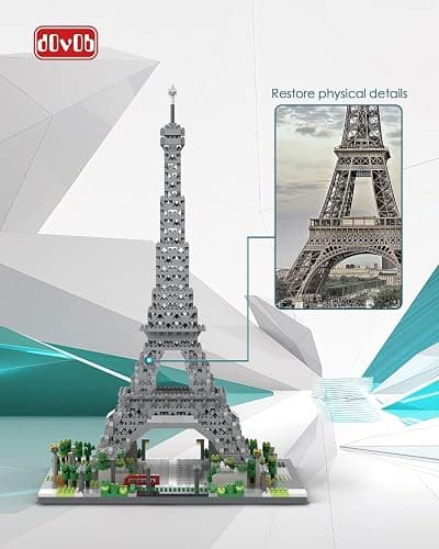 dOvOb Architecture Eiffel Tower Micro Blocks Set, 3369 Pieces Mini Bricks 3D Puzzle Toy, Gift for Adults and Kids thumbnail 6