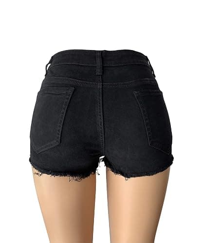 Aodrusa Womens Ripped Denim Shorts Mid Rise Body Enhancing Curvy Cutoff Distressed Jeans thumbnail 5