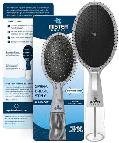 Mister Brush 2-in-1 Hairbrush Mister – Innovative Hair Mist & Brushing Tool for Wet & Dry Hair Styling – No-Tangle Bristles, Convenient Water Reservoir, Easy-to-Use (White) - Image 1