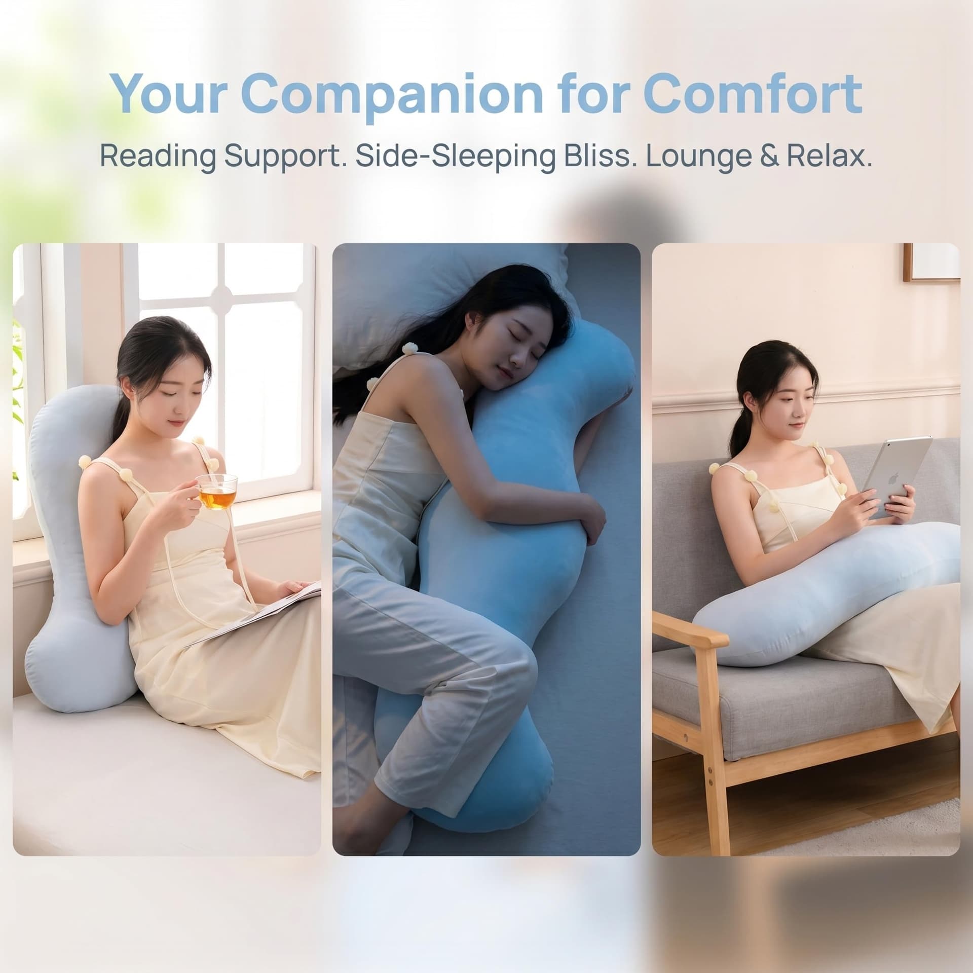 Snuggi Body Align Pillow, 105 × 30 Cm, Side Sleeper Body Pillow (Green) | Pea Pod Body Pillow for Adults, Ergonomic, Washable Cover, Cooling, Full Body Support Pillow thumbnail 8