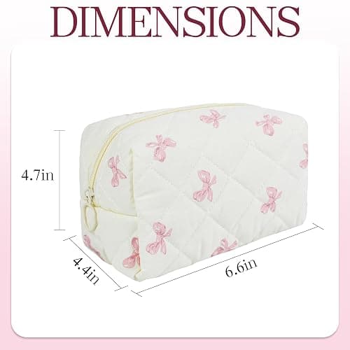 AMZMA Quilted Makeup Pouch,Cotton Puffy Makeup Bag, Coquette Cosmetic Bag for Women and Girls, Aesthetic Organizer Bag, Cute Flower Travel Toiletry Bag thumbnail 5