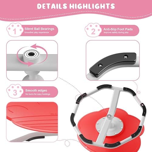 Qusases Sensory Swivel Chairs for Kids, Spinning Chair for Autistic Kids, Sit and Spin Sensory Toys, Training Body Coordination, Autism ADHD Chairs Indoor Outdoor Play Equipment (Red) thumbnail 5