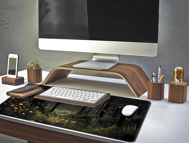 Dark Forest Desk Mat Mouse pad, Green Nature Deskmat XXL Large Extended Aesthetic Plant Mousepad Gaming Desk Pad, Big Laptop Computer Keyboard and Mouse Mat for Women Office Desk Decor 31.5x15.7 in thumbnail 6