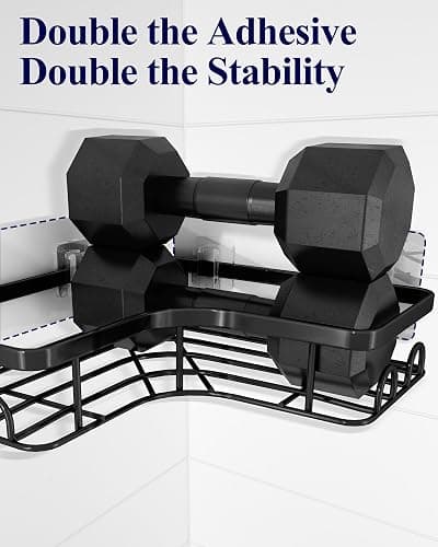 Kitsure Corner Shower Caddy - 2 Pack Rustproof Shower Organizer, Durable Shelf with Large Capacity, Drill-Free Adhesive Bathroom Shelves with 4 Movable Hooks, a Soap Holder, 4157 thumbnail 6