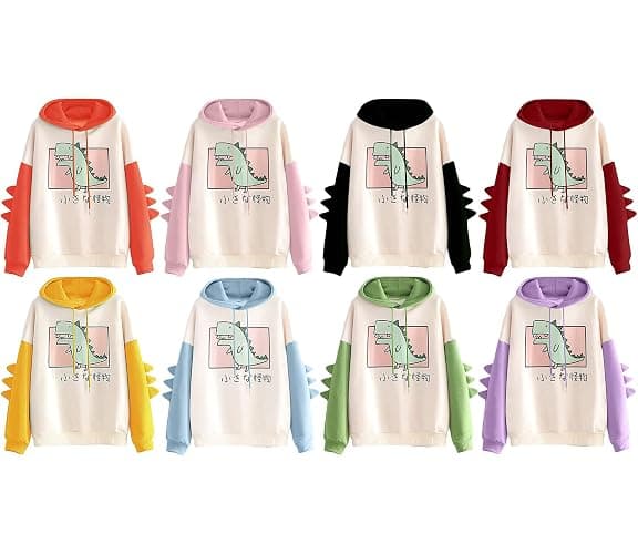 YUUOKPO Dinosaur Hoodie Kawaii Pullover Cute Hooded Sweatshirt For womens thumbnail 5