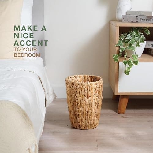 84ECO 2-Pack Wicker Trash Cans - Rattan Trash Can - Wicker Waste Basket for Bathroom, Bedroom - Woven Waste Basket (Natural, 2 Gallon) thumbnail 3