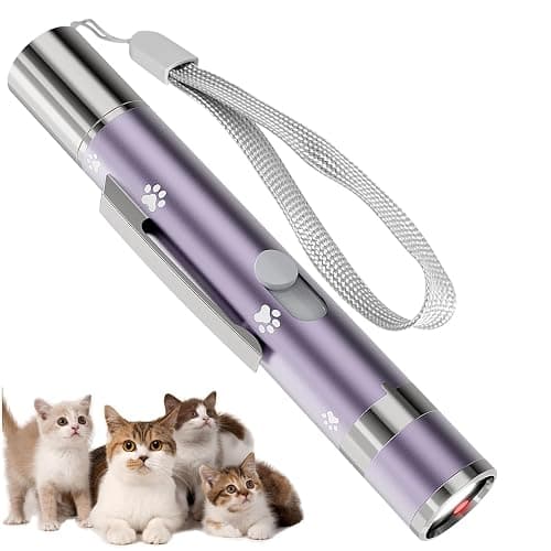 Cat Toy, Distinctive Purple Painted Metal Casing with Paw Print Design, USB Rechargeable, 3 Light Modes & 5 Adjustable Patterns,Interactive Chase Toy for Indoor Cat & Dog & Bird Training & Exercise - Image 1