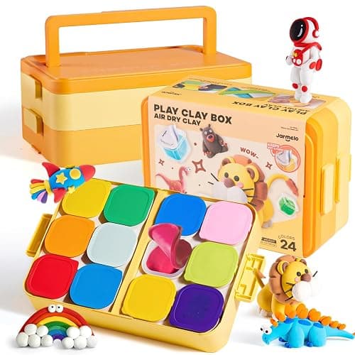 Air Dry Clay for Kids, 24 Colors Modeling Clay Kit with Storage Box & Sculpting Tools, Magic Molding Clay for Boys & Girls Crafts Gift, Age 6-12 Year Olds - Image 1
