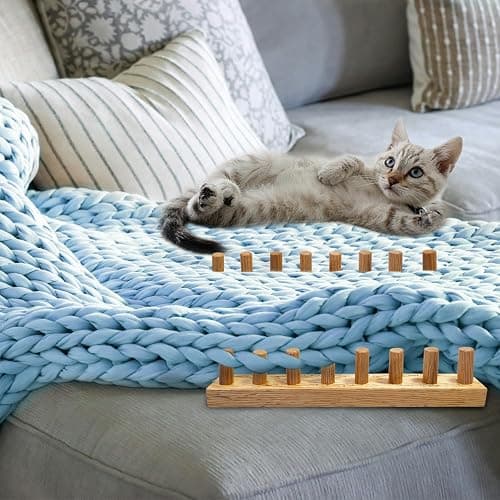YBHJKL 31.5'' Chunky Yarn Loom -Wooden Blanket Making Kit for Adults -Hand Knitting Yarn Chunky for Blankets- Loom for Blanket Adjustable Size thumbnail 8