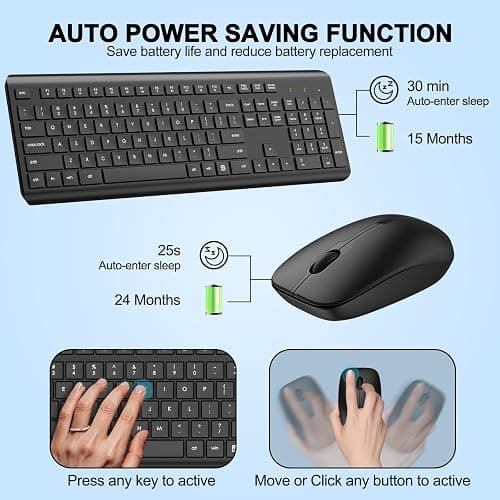 Wireless Keyboard and Mouse Combo, Full Size Silent Ergonomic Keyboard and Mouse, Long Battery Life, Optical Mouse, 2.4G Lag-Free Cordless Mice Keyboard for Computer, Mac, Laptop, PC, Windows thumbnail 3