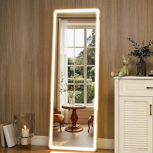 Simple Deluxe Full Length Mirror with LED Lights, 60"x16"Floor Mirror with Dimming & 3 Color Lighting, Free Standing Floor Mirrors, Lighted Full Body Mirrors for Bedroom, Dressing Room, Cloakroom thumbnail 8
