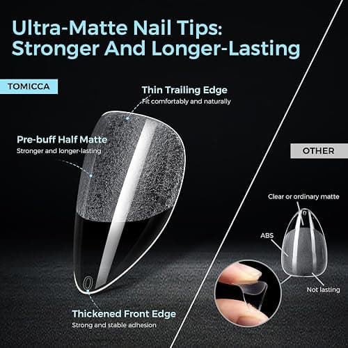 TOMICCA 510Pcs Short Almond Soft Gel Nail Tips – Full Cover Clear False Nails Press On, Pre-Shaped for Nail Extensions DIY Manicure, 15 Sizes thumbnail 3