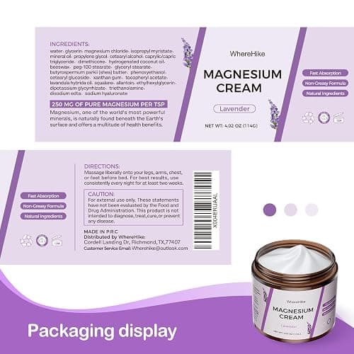 stilip Natural Topical Magnesium Cream for Sleep,Nighttime Magnesium Lotion for Pain and Leg Cramps,Muscle Relaxation,Calm,Deep Hydration for Skin Care-Lavender thumbnail 8