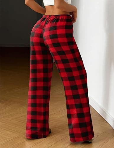 Ekouaer Women Pajama Pants Comfy Pj Bottom with Pockets Stretch Plaid Sleepwear thumbnail 4