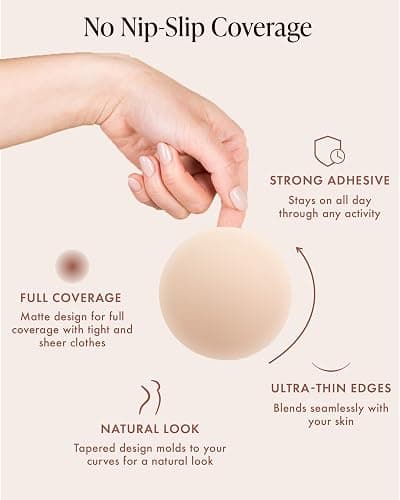 Bare Babe Reusable Silicone Nipple Covers - Waterproof, Nude, 4 Shades - Sticky Breast Stickers for Strapless Dress thumbnail 3