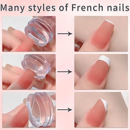 French Tip Tool,Nail Art Stamper Kit for DIY together,Home Manicure Starter Tool Salon(2 PCS) thumbnail 3
