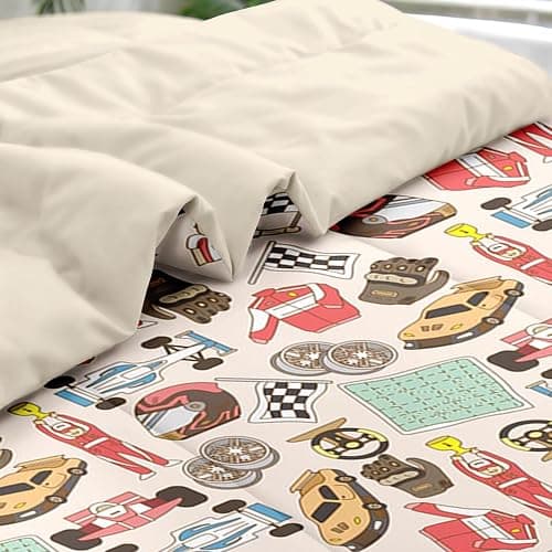 Pamnest Comforter Set Twin Size, Racing Car Competition 5 Pcs Bedding for Kids and Adults, Race Game Cute Wheel Bed Sheet Sets with Fitted Sheet Pillowcase & Sham for Bedroom Bed Decor - Twin - Cartoon Car 1 thumbnail 5