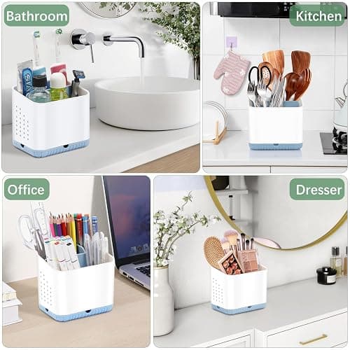PARKMANI Toothbrush Holders for Bathrooms, Kids Electric Toothbrush and Toothpaste Holder, 4 Slots Tooth Brushing Holder for Bathroom Organizer Countertop, Bathroom Accessories (Blue) thumbnail 7