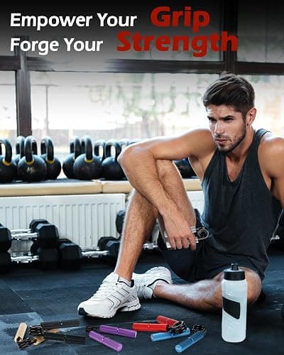 Hozzen Grip Strength Trainer, 6 Pack Grip Strength Trainer Set (50-350LB), No Slip Hand Grip Strengthener, Wrist Forearm Strengthener with Grip Tape for Strength Training, Exercise, Injury Recovery thumbnail 4