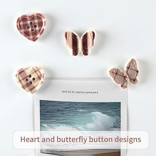 Ksriylm 8 Pcs Cute Checkered Butterfly Fridge Magnets Colorful Bow Heart Refrigerator Magnet Bows Fridge Magnets for, Locker, Kitchen, Whiteboard, Office, Strong Decorative Pink Magnetic Stickers thumbnail 4