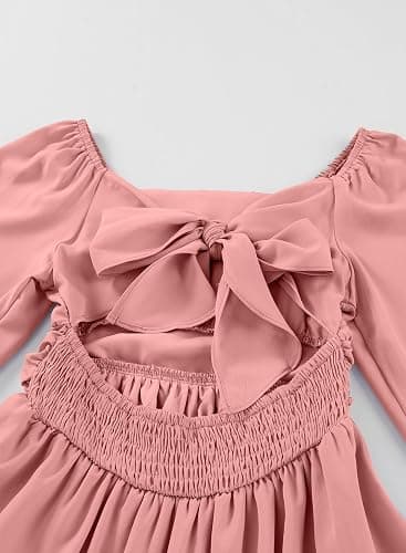 blibean Girls Long Sleeve Tie Back Dress Tween Fall Off Shoulder Dress Size 6-15 Years thumbnail 6