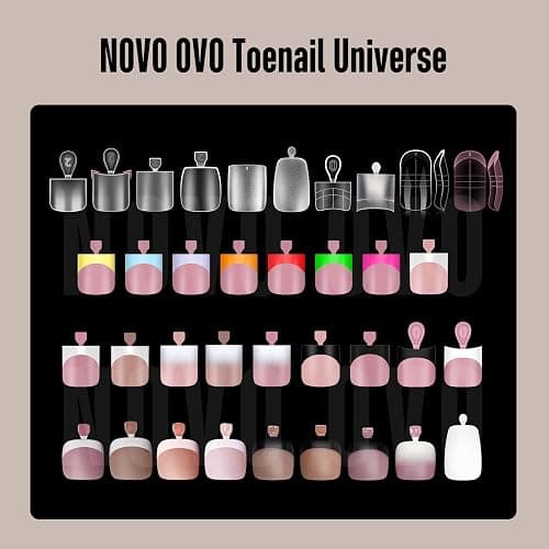 NOVO OVO Halloween Black French Tip Toe Nail Tips Press on, BABY PINK Sharp Square Pre-Designed Soft Gel False Toenail Extension, Medium Wide Fake Toenails, Full Cover Acrylic for DIY 15 Sizes 240 pcs thumbnail 7