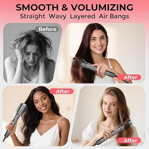 5 in 1 Hair Styler&Hair Dryer Brush,High-Speed Frizz-Free Blow Dryer,Ionic Fast Drying Hot Air Brush Air Styler Wrap, Auto Wrap Curler, Multi Styler Tools-Curl,Volumize, Straighten,Ideal Gift thumbnail 6