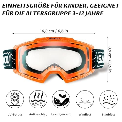 SAKOU Anti Fog Kids Youth Motorcycle Motocross Dirt Bike ATV Goggles for Boys Girls aged 3-12 thumbnail 2