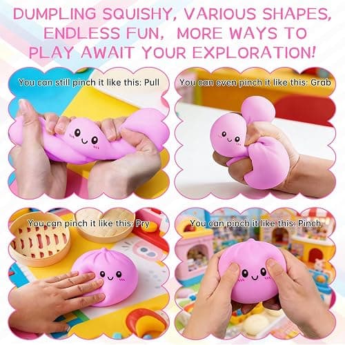 Mystery Dumpling Squishy Toy,Dumpling Stress Ball, Anxiety Relief,Fidget Toys Adults & Teens,Bun with Food Steamer Stretchy Desk Toys(Purple) thumbnail 3