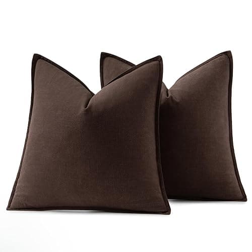 MIULEE Decorative Linen Pillow Covers 18x18 Inch Dark Brown Boho Farmhouse Neutral Winter Couch Throw Pillows for Bed Pack of 2 Accent Modern Pillowcase Sofa Livingroom Home Decor thumbnail 6