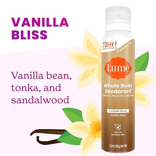 Lume Invisible Spray Deodorant For Women - Whole Body Deodorant Spray - 72 Hr Odor Control - Ozone Friendly, Natural Propellant - Aluminum & Baking Soda Free, Skin Loving - 3.6 oz, 2pk (Vanilla Bliss) thumbnail 6