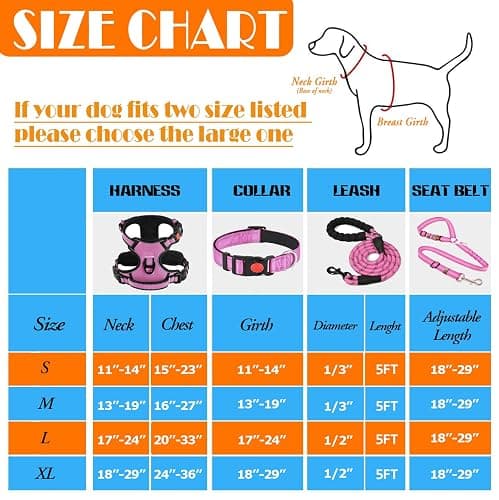 LOBEVE No Pull Dog Harness, Collar & Leash Set | Includes Dog Seat Belt, Collapsible Bowls & Poop Bag Dispenser. Ideal for Training, Walking, Hiking. Fits Small to Large Dogs(Pink-XL) thumbnail 3