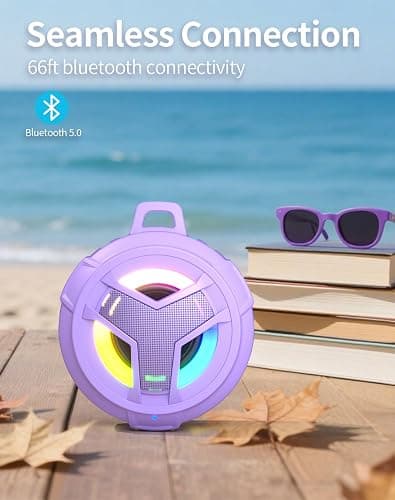 EBODA Bluetooth Shower Speaker, IP67 Waterproof Portable Wireless Small Speakers, Floating, 24H Playtime for Home, Beach, Pool, Kayak, Hiking, Boat Accessories, Gifts for Women, Girls - Purple thumbnail 6